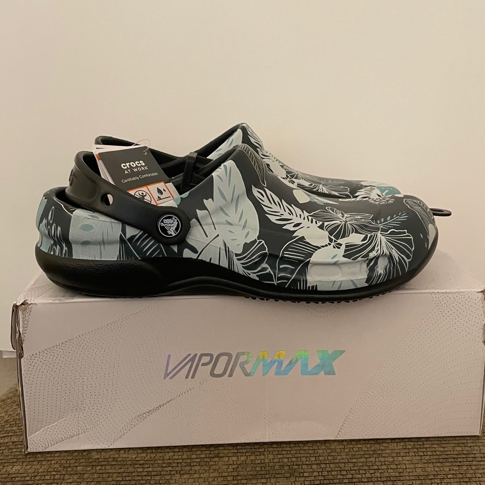 CROCS Black & White Tropical Print Classic Clog